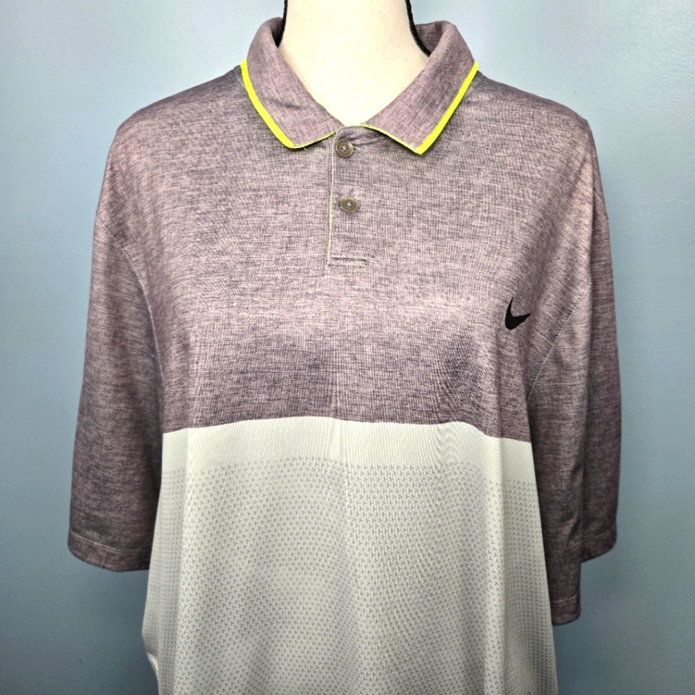 Nike Golf Polo Mens XL Dri Fit Gray‎ Short Sleeve Shirt